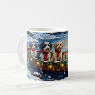 Old English Sheepdog Weihnachtsboot Urlaub Kaffeetasse