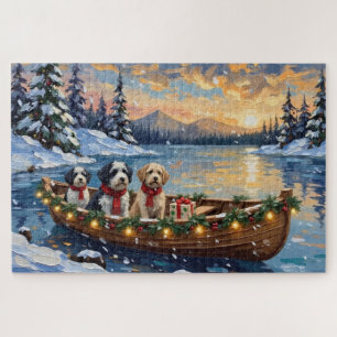 Old English Sheepdog Weihnachtsboot Urlaub Puzzle
