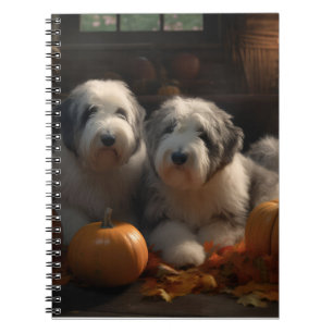 Old English Sheepdog Welpe Autumn Delight Pumpkin Notizblock