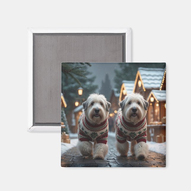 Old English Sheepdogs Christmas Snow Holiday Magnet (Vorderseite/Rückseite)
