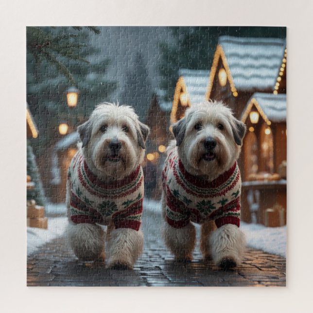 Old English Sheepdogs Christmas Snow Holiday Puzzle (Vertikal)