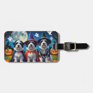 Old English Sheepdogs Pumpkin Halloween Funny Gepäckanhänger
