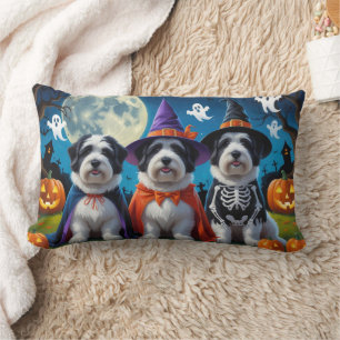 Old English Sheepdogs Pumpkin Halloween Funny Lendenkissen