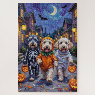 Old English Sheepdogs Trick-or-Treating Halloween Puzzle