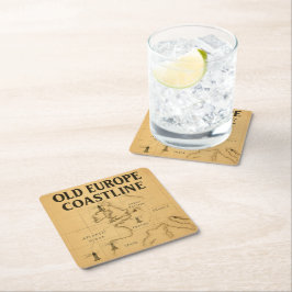 Old Europe Coastline Untersetzer - Vintager Sepia-
