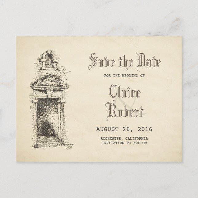 Old Fairy Tale Save the Date Vintag Ankündigungspostkarte (Vorderseite)