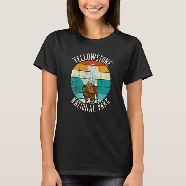 Old Faithful Geyser Bison Yellowstone National Par T-Shirt (Vorderseite)