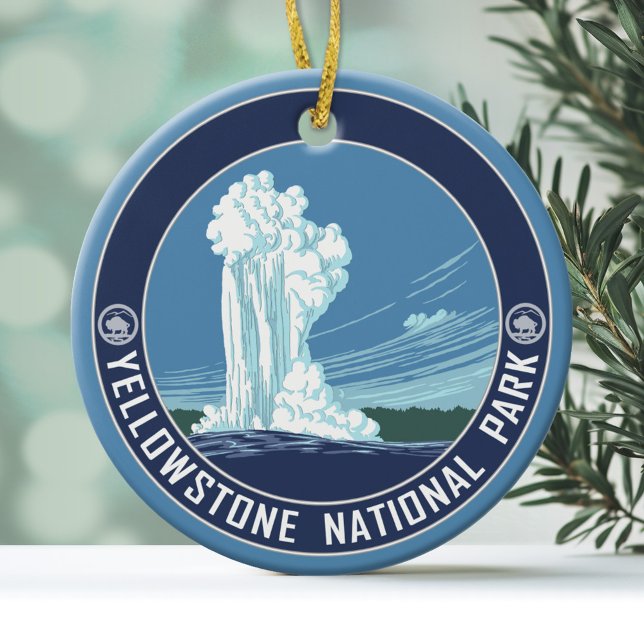 Old Faithful - Yellowstone Nationalpark Souvenir Keramik Ornament (Personalized Christmas Photo Ornament)