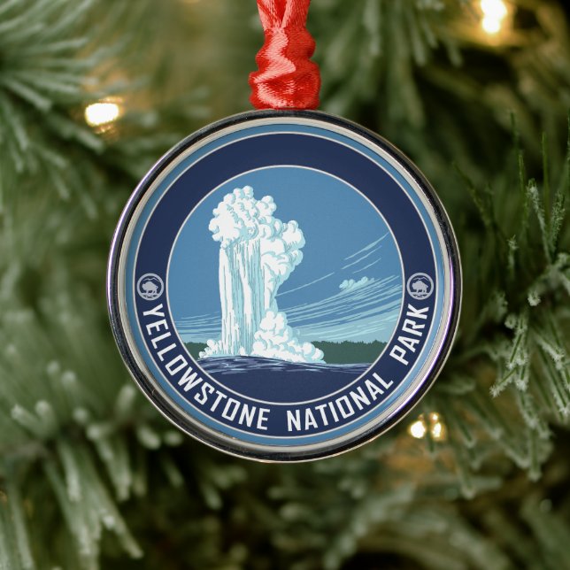 Old Faithful - Yellowstone Nationalpark Souvenir Silbernes Ornament (Baum)