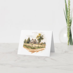 Old Farm House Country Scene BLANK Karte