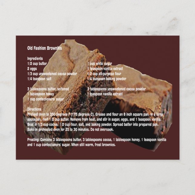 Old Fashion Brownies Rezept Card Postkarte (Vorderseite)