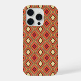 Old Fashion Diamantmuster Orange Rot Gelb  iPhone 15 Pro Hülle