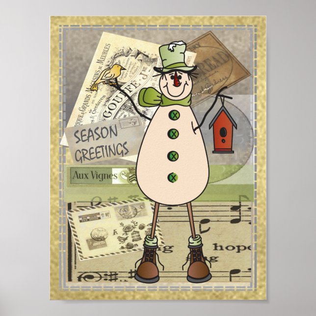 Old Fashion Green Snowman Poster (Vorne)