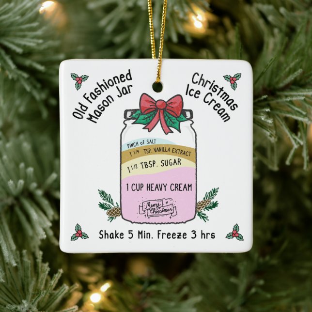 Old Fashion Mason Jar Weihnachtscreme Keramikornament (Baum)