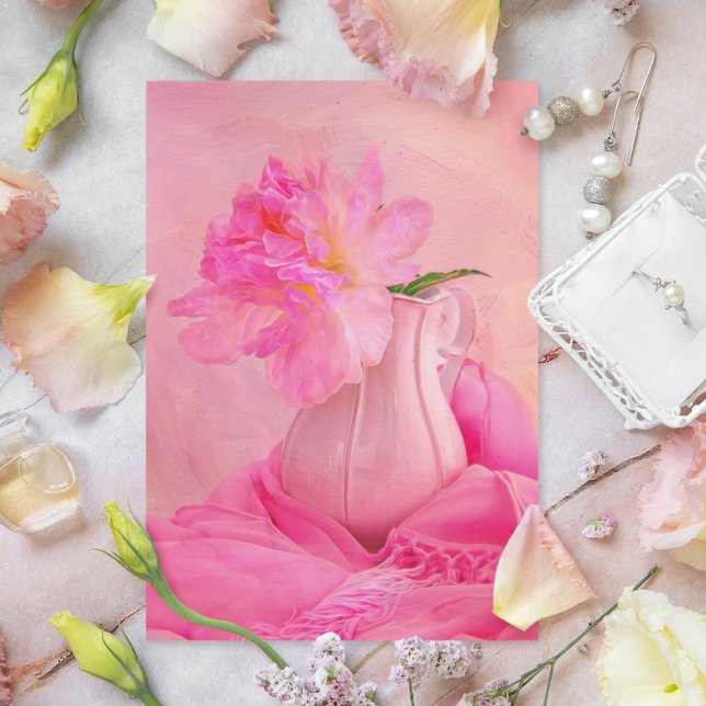 Old Fashion Pink Peony Postcard Postkarte (Enhance your space with this charming 'Sarah Bernhardt' peony, blending vintage elegance.)