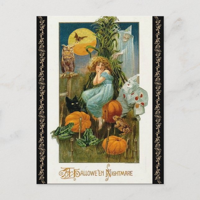 Old Fashion Pumpkin Patch, Halloween Postcard Postkarte (Vorderseite)