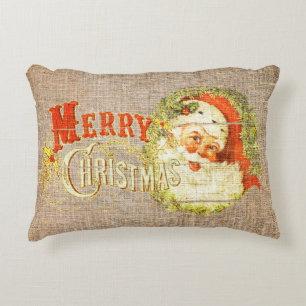 Old Fashion Rustic Frohe Weihnachten Vintag Burlap Dekokissen