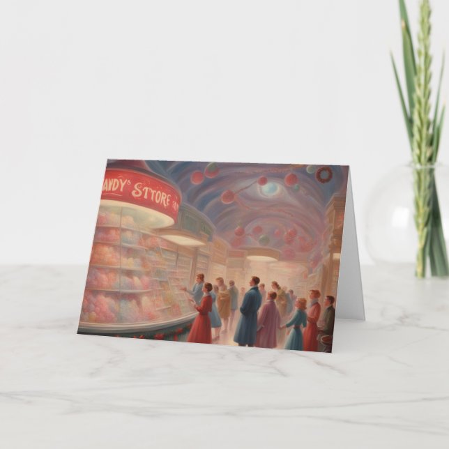 Old Fashioned Candy store at Christmas Karte (Vorderseite)