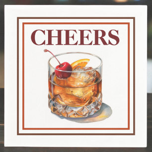 Old Fashioned Cheers Cocktail Serviette