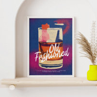Old Fashioned Classic Cocktail Retro Art