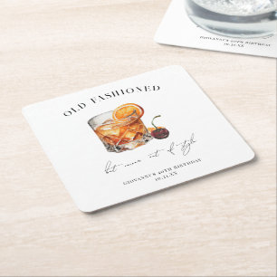 "Old Fashioned" Cocktail Geburtstag Rechteckiger Pappuntersetzer