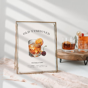 Old Fashioned Cocktail Geburtstagsgetränkemenü Poster