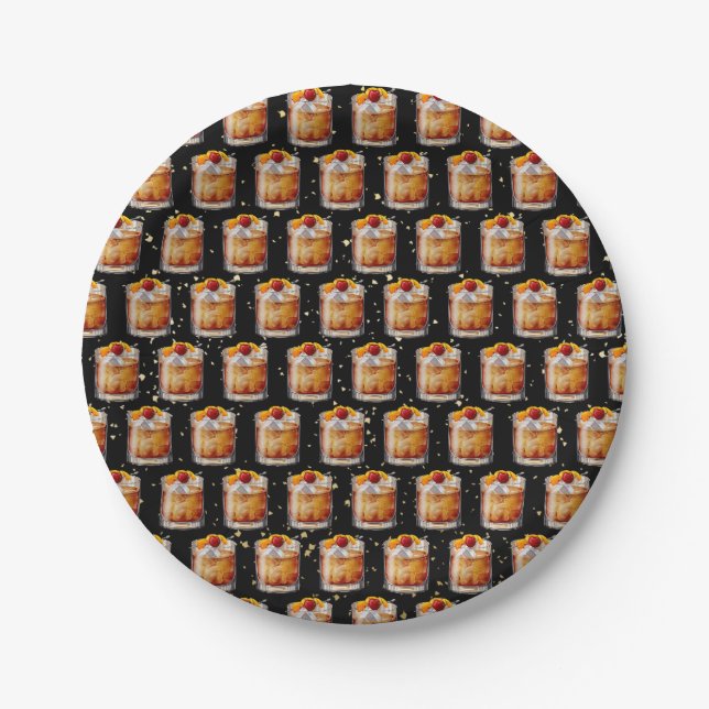 Old Fashioned Cocktail Pappteller (Vorderseite)
