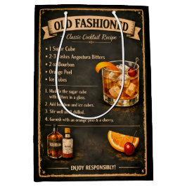 Old Fashioned Cocktail Recipe Vintage Style Mittlere Geschenktüte