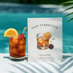 Old Fashioned Cocktail-Rezept   Whiskey-Kunst Postkarte