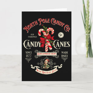Old Fashioned North Pole Candy Cane Company Elf We Karte