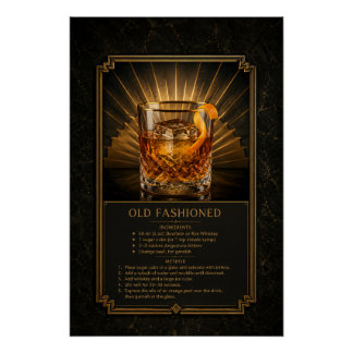 Old Fashioned Rezeptposter | Bar Kunst Poster