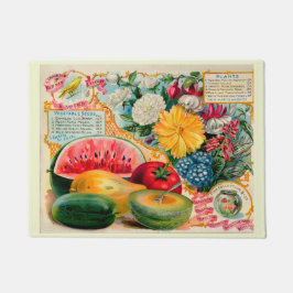Old fashioned vegetable fruit flower seed advertis fußmatte