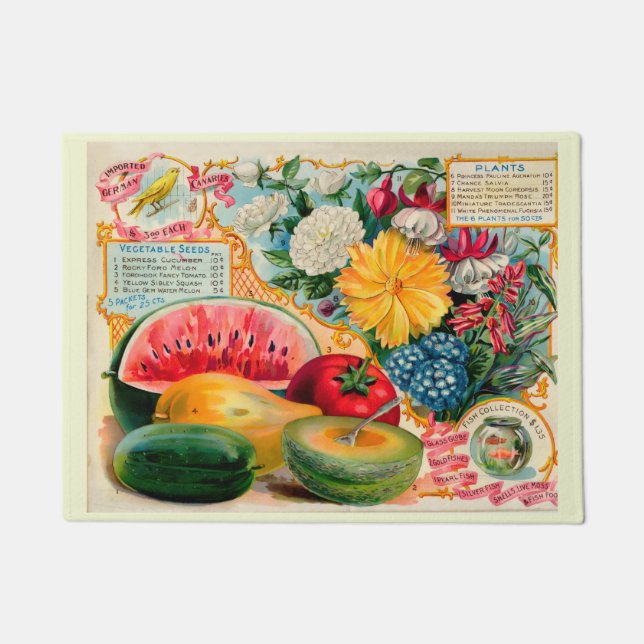 Old fashioned vegetable fruit flower seed advertis fußmatte (Vorderseite)