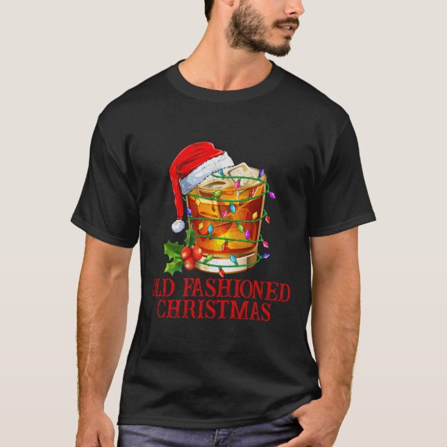 Old Fashioned Whiskey Christmas Funny Bourbon Tail T-Shirt (Vorderseite)