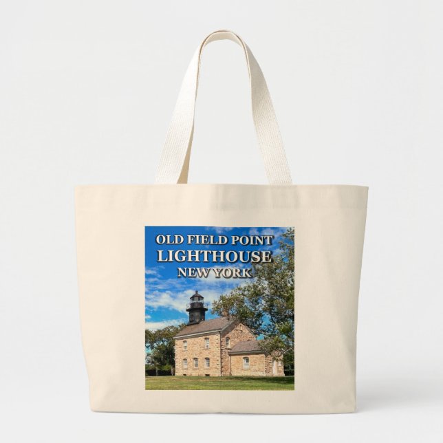 Old Field Point Lighthouse New York Große Tote Bag Jumbo Stoffbeutel (Vorne)