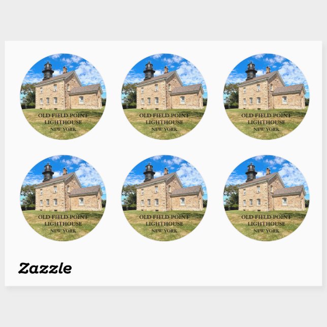 Old Field Point Lighthouse New York Round Stickers (Blatt)