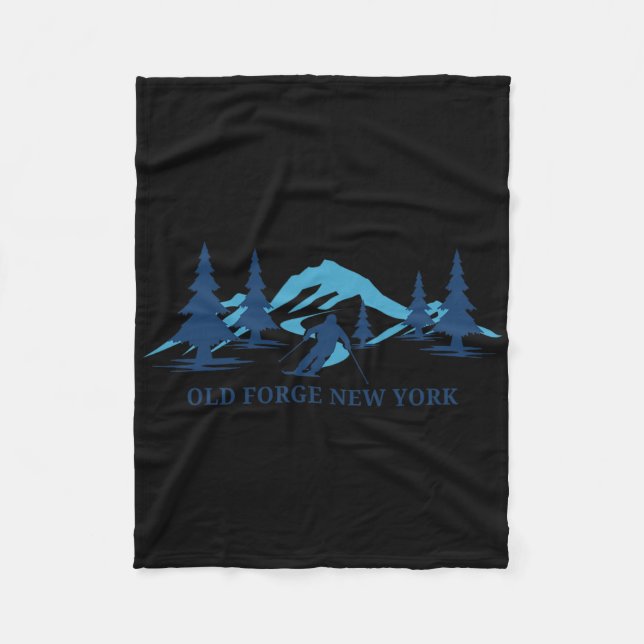 Old Forge New York Ski Resort Skifahrer Fleecedecke (Vorderseite)