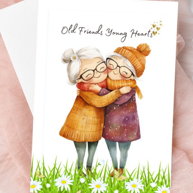 Old Friends Young Hearts Blank Greeting Card Karte (Old Friends, Young Hearts Blank Greeting Card)