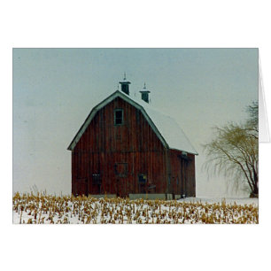Old Gambrel Roof Barn an einem Schneetag