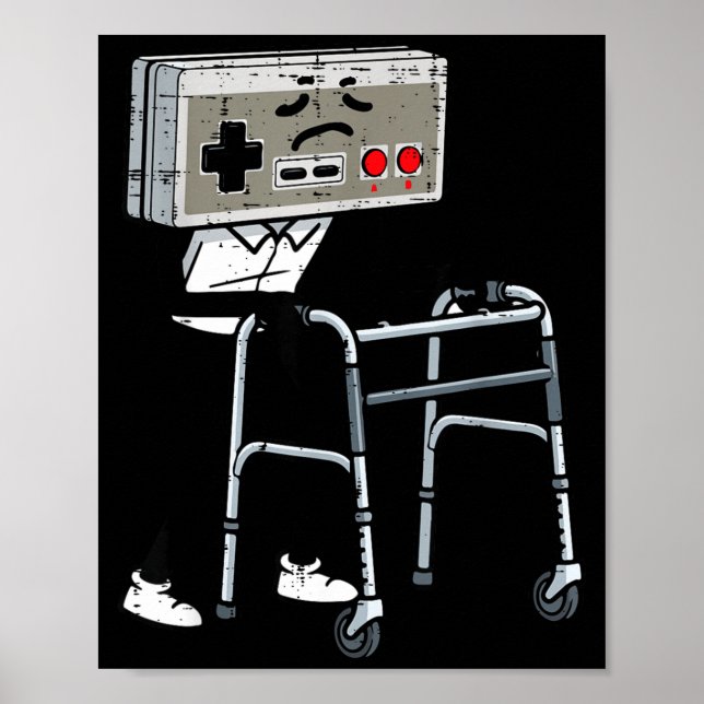 Old Gaming Controller Walker Funny Gamer Men Women Poster (Vorne)