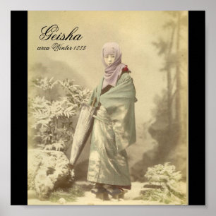 Old Geisha Foto um den Winter 1885 Poster