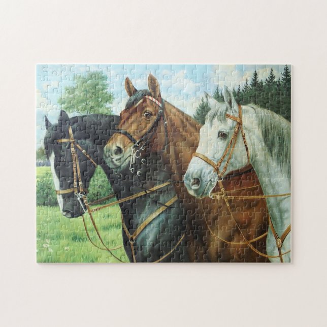 Old German Horse Oil Painting Portrait from 1924 Puzzle (Horizontal)