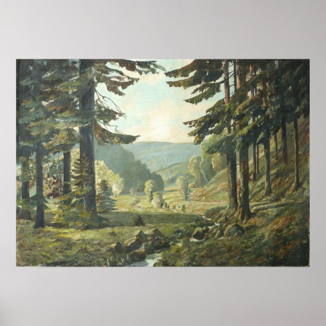 Old German Oil Painting – Forest Erzgebirge  1905 Poster (Vorne)