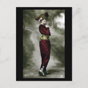 Old Glamour Postcard - Lady in Red Postkarte