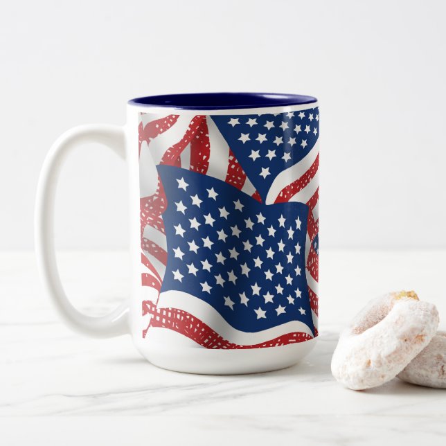 Old Glory All American - USA Flag Patroit Zweifarbige Tasse (Mit Donut)