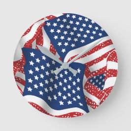 Old Glory All American - USA Flag Runde Wanduhr
