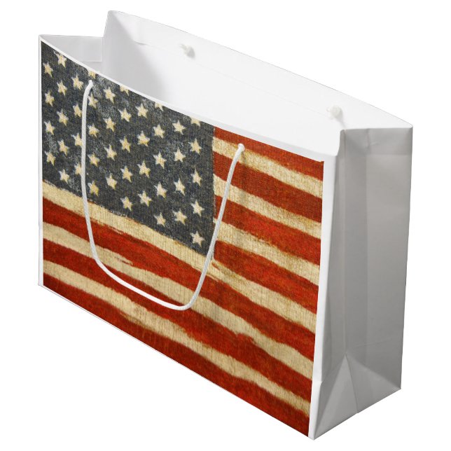 Old Glory American Flag Große Geschenktüte (Vorderseite Schrägansicht)