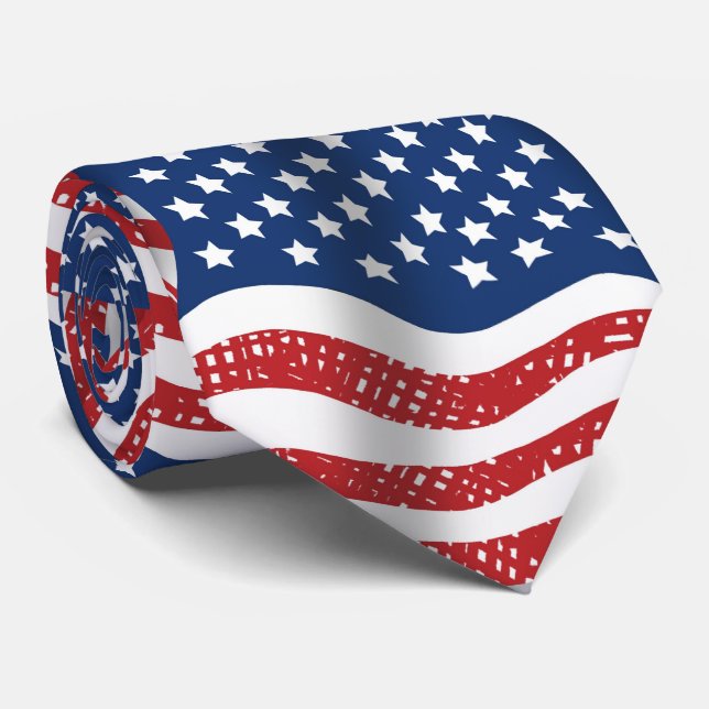 Old Glory American U.S.A Flags Pattern Neck Tie Krawatte (Gerollt)
