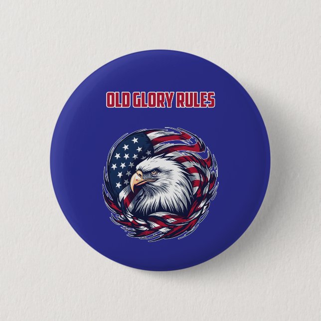 Old Glory beherrscht patriotisches Design der amer Button (Vorderseite)