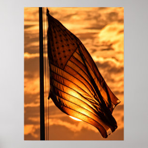 Old Glory bei Sonnenuntergang Poster